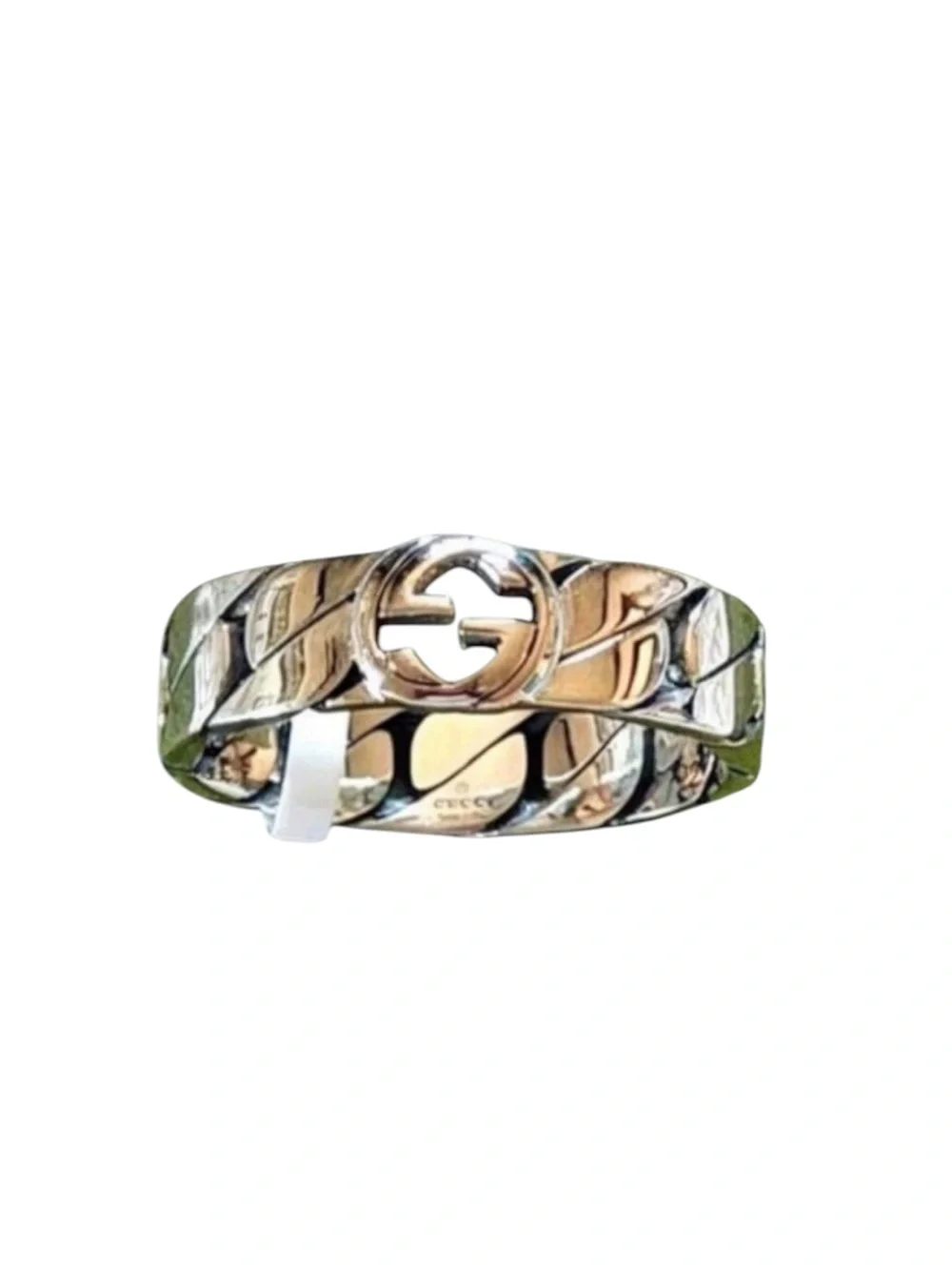 New Full Set Gucci Interlocking G Chain Ring Unisex 925 Silver SZ 22 US 10⁠